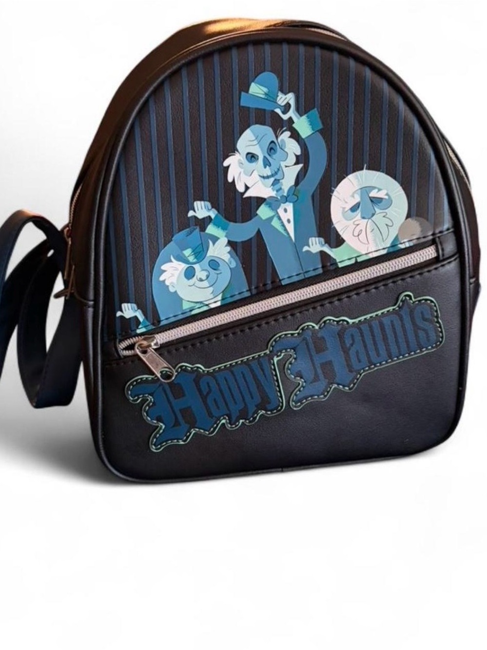 Loungefly Black Mini Backpack with Blue Graphic Happy Haunts